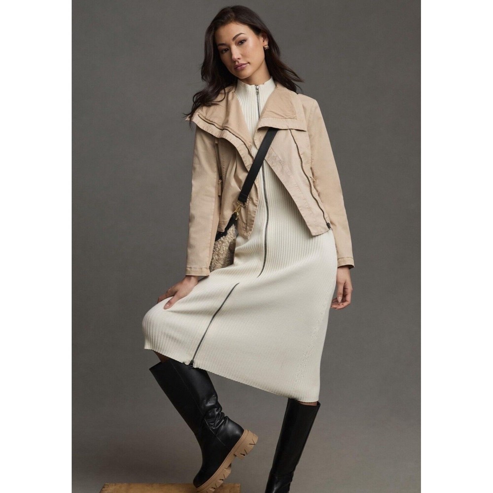 NWT Anthropologie Marrakech Boho Moto Preppy Stretch Khaki Jacket Size Small